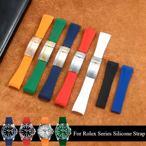 For Rolex Daytona Yacht-Master Ultra Flexible Comfortable-wearing Silicone Watchband 20 21 Folding B