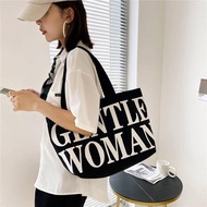 GENTLEWOMAN Black White Canvas Tote Bag Large Capacity Shopping Bag Fashion