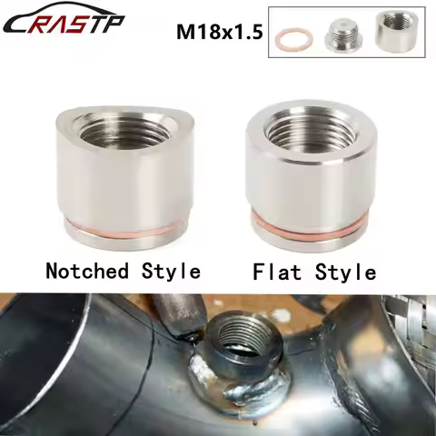 M18 x 1.5 Stainless Steel O2 Oxygen Sensor Bung Mounting Bungs And Plugs Adapter With Flat Or Notche