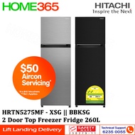 Hitachi 2 Door Top Freezer Fridge 260L HRTN5275MF - HRTN5275MFXSG || HRTN5275MFBBKSG