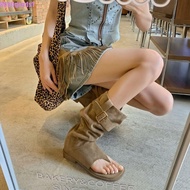 USNOW1 Women's Suede Gothic Y2K Sandals & Knee-High Boots