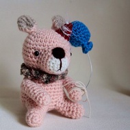 毛線娃娃 手作玩偶 辦公室角落生物 羊毛氈 粉紅小兔與氣球