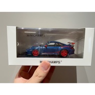 Minichamps 1/43 Mini Cut porsche porsche 911 (997) GT3 RS 3.8 Rare Model Metal Blue Red Wheel Red Ga