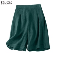 ZANZEA Women Summer Casual Loose Solid Color No Pockets Cotton Short Pants