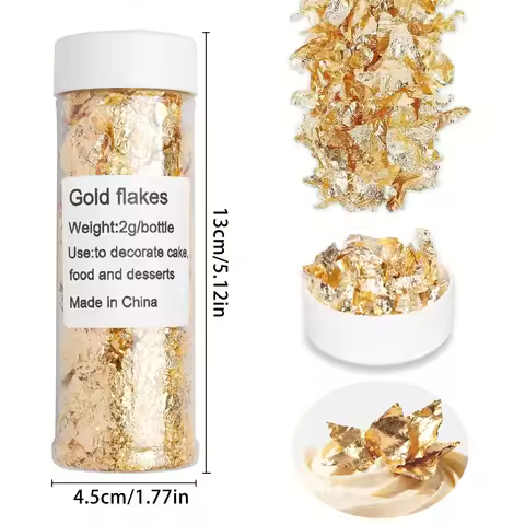 Chef Art&Gourmet Dishes Baking Party decoration，Golden Leaf Sheet Schabin Flakes-Golden Decor for Ca