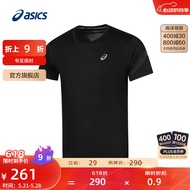 亚瑟士ASICS运动T恤男子跑步短袖透气舒适运动上衣 2011C836-001 黑色 L