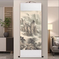 云卷千峰集董希源山水背景墙客厅玄关餐厅装饰画国画卷轴画已装裱7.30 "Clouds and Thousands of Peaks" by Dong Xiyuan, landscape backgro