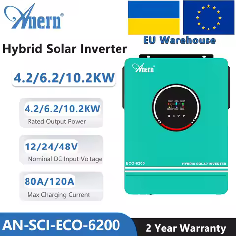 1KW 1.6KW 3KW 6.2KW 10KW 12V 24V 48V 230Vac MPPT Charge Solar Power Hybrid Inverter Local Fast Deliv