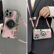 Brown Camera Luxury Apple 17Promax Crossbody Iphone 16Phone Case plus Suitable for Mini Silicon 13Ge