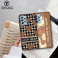 Samsung A32 5G - A52 5G - A72 5G Case - Samsung case with bear printed with checkered background - TPU border