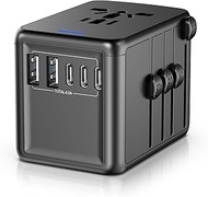 URJD Universal Travel Adapter Offers 5.8A 3X 3.0A USB-C Ports, 2X 2.4A USB-A Ports and Multi AC Outl