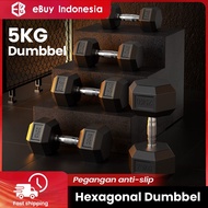 Hexagonal Rubber Dumbbell / 2.5kg 5kg 7.5kg 10kg Dumbbell set hexagonal fitness equipment dumbbell w