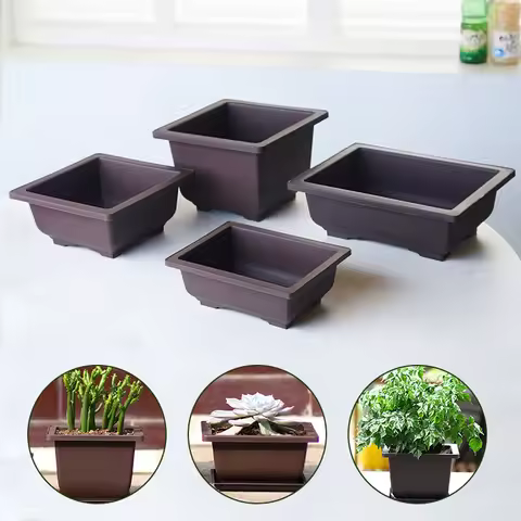 Bonsai Training Pots with Trays Rectangular Plastic Growing Pots Flowerpots Succulent Plants Pots Co