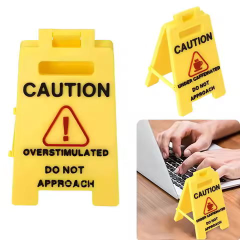 Caution Overstimulated Desk Sign Desk Caution Sign Decorative Do Not Approach Table Sign Mini Warnin