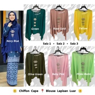 Queen Cape Blouse . Chiffon Cape . Plus Size Cape . Permaisuri Cape . Blouse Lapis Luar