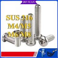 316 stainless steel cross groove pan head screw GB818 round head bolt, half round head nail M4/M5/M6