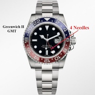 GMT Fashion Men Watch Greenwich II Stainless Steel 4 Needles Casual Business Quartz Wristwatches