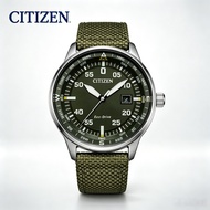 Ori CITIZEN  Men's Watch Simple Green Canvas Strap Night Light Kinetic Watch BM8180-03E Jam Tangan L