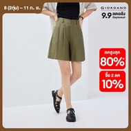 GIORDANO Women Shorts Half Elastic Waist Summer Shorts Button Closure Relaxed Simple Fashion Casual