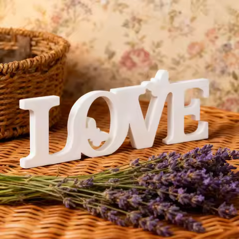 1PC, a simple white butterfly LOVE letter home decoration letter ornament