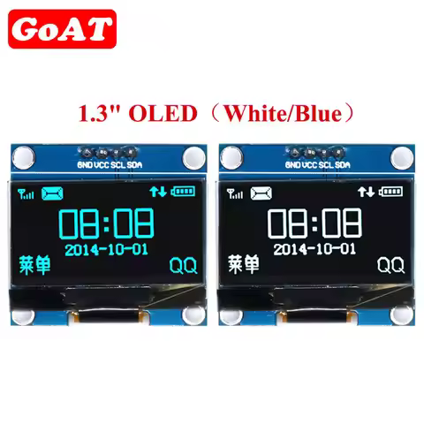 1.3" OLED Module 1.3 inch Display Module White/Blue 128X64 I2C SSD1306 12864 LCD Screen Board 1.3 In