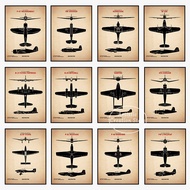 Vintage WW2 Fw190 Identification Fighting Aircraft Poster Canvas Print Painting Wall Pictures Home D