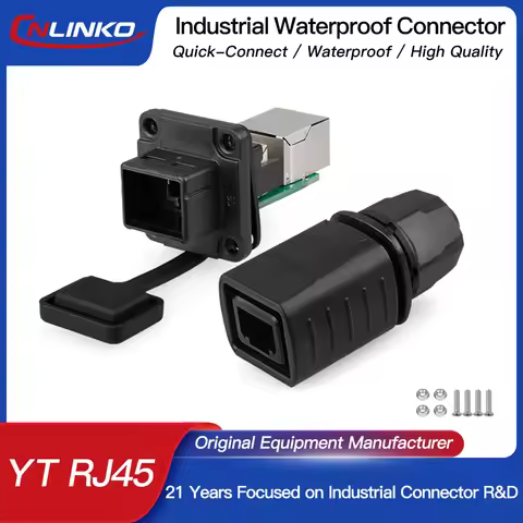 CNLINKO Waterproof PBT RJ45 Connector 8P8C Ethernet Cable Head Plug Gold-plated Panel Socket Network