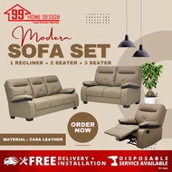 PRE ORDER 99 HOME : SF500S - 1R+2S+3S Living Room Sofa Set Covered By Casa Leather and L Shape Plastic Sofa Leg