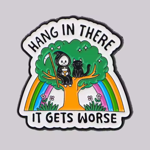 Gothic Cat & Skeleton Enamel Pins Rainbow & Skulls Brooches Badge Lapel Pins Clothes Decoration Humo