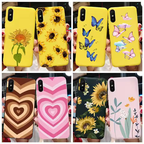 For Xiaomi Redmi 9A Case Love Heart Sunflower Soft Silicon Back Cover Phone Cases For Xiaomi Redmi 9