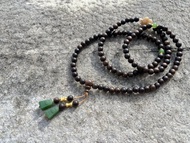 6mm 天然原生綠奇楠沈香珠/沉香 緬黃玉貔貅碧玉方印設計多圈手串