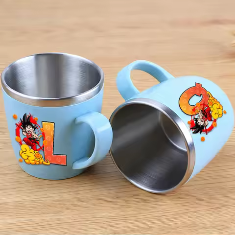 Anime Son Goku Letter Water Mugs Cartoon Dragons Ball Kids Stainless Steel Milk Cup School Home Coff