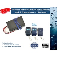 Autogate Door Wireless Remote Control Set (330Mhz) with 3 Transmitters + 1 Receiver