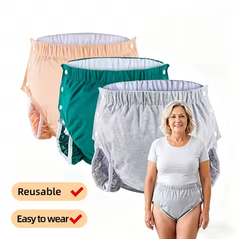 Unisex Washable Cotton Cloth Incontinence Pants Leak Proof Diapers Breathable Elasticated Adult Diap