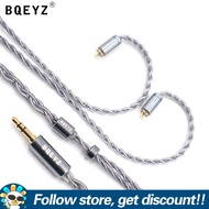 BQEYZ สายหูฟังโทรศัพท์สายเงินชุบทองแดงคริสตัลเดี่ยว0.78มม. สายเคเบิลอัพเกรด2Pin 2.5/3.5/4.4มม. สายอะ