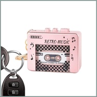 Cassette Player Keychain Small Cassette Keyring with 10 Songs Musical Player Keychain for Backpack H