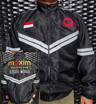 jaket maxim bomber hitam bordir lis menyala