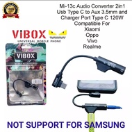Vibox Splitter Mi-13c Audio Converter 2in1 Usb Type C to Aux 3.5mm and Charger Port Type C 120W New 