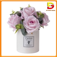 Hoa Giả Để Bàn Bình Hoa Hồng Mix Điểm Cao Cấp Cao 35Cm Decor Nhà Cửa Phong Cách Hiện Đại DG-128