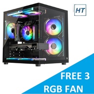 Invasion C-8000 Tempered Glass Compact M-ATX PC Case FREE 3 ARGB FAN