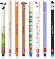 LEGAMI Set of 8 Erasable Gel Pens with Thermal Sensitive Eraser Ink Assorted Ink Colours and Barrel 