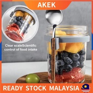 350ml glass oat cup, breakfast yogurt oatmeal cup, portable covered oat salad cup, breakfast cup