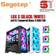 Segotep Lux S Tempered Glass M-Atx Gaming Casing With 3 RGB Fans - Black/White