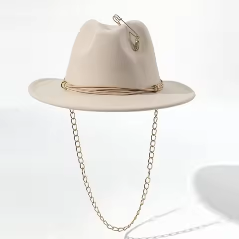 Autumn Winter High Quality Man Woman Wool Hat with Rope Gold Shell Pin Chain Design Russian Soft Woo