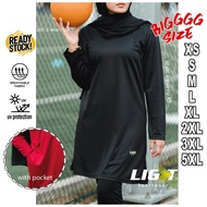 LIGIT Sportwear Muslimah Sport Jersey Microfiber Dri-Fit Women Long Sleeve UV Protection Sukan Hikin
