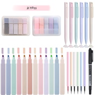 Aesthetic Stationery Set Morandi Gel Pens Including Highlighters Refills Colored Index Tabs Markers 
