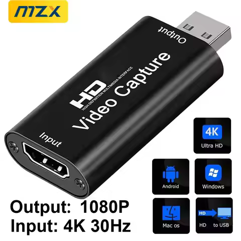 Video Capture Card Output 1080P Input 4K 30Hz 30fps HDMI-Compatible Live Streaming Capturer USB 2.0 