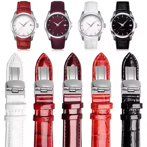 Genuine Leather Watch Strap for Tissot 1853 Couturier T035 Women's T035210 Cool Picture Glossy Watch