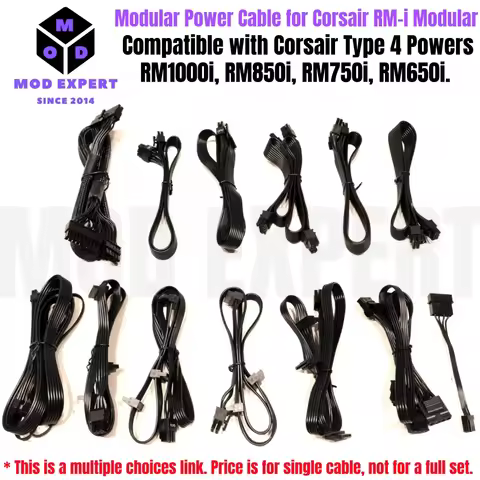 PCIe 8Pin 6+2P/CPU 4+4P/SATA/Molex/ATX 24Pin Power Cable for Corsair RM1000i, RM850i, RM750i, RM650i
