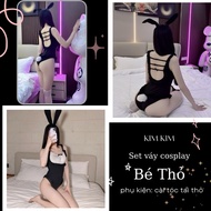 Cute bunny cosplay - with bunny ears hairpin, bunny nightgown